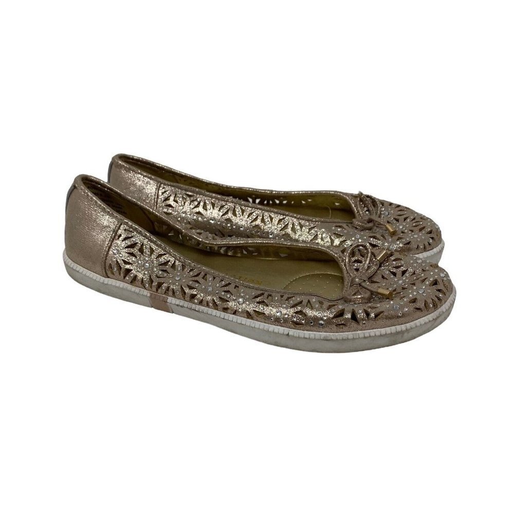 Kenneth Cole Reaction Womens Rowing 2 Gold Round Toe Shoes Flats Size 8.5 Medium